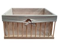 Caja multiuso con tela L beige 25x35x18 cm