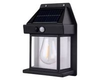 Aplique LED solar 1L Farol negro
