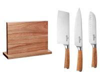 Taco base acacia + 3 cuchillos