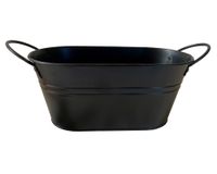 Macetero metálico asa L negro mate 24x12x10 cm