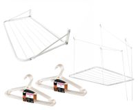 Pack 2 tendederos techo muro + 2 set colgadores