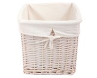 Canasto tela interior/mimbre blanco 30x30x30 cm