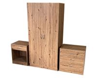 Combo Clóset 2 puertas + Cómoda 3 cajones + Velador 1 cajón café claro