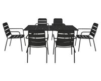 Set comedor exterior Cuy Loft negro 6 personas