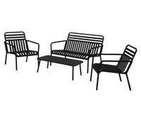 Set living 4 personas Sabrán negro 35x105.5x55 cm