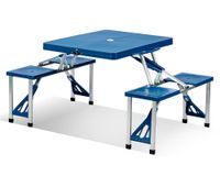 Mesa camping plegable azul 67x134x84.5 cm