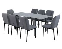 Comedor extensible 140-200 cm 8 sillas gris