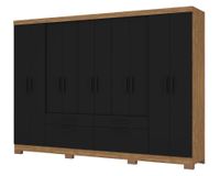 Clóset Viena acacia/negro 10 puertas 2 cajones 2 zapateras