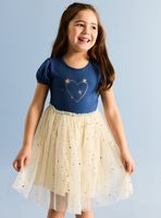 Vestido Tull Estampado Frontal