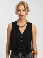 Vest Lino Pipa Negro
