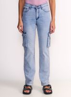 Jeans 90'S Cargo con Tiro Ultra Alto Light Blue Light