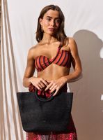 Cartera de Mano con Asas de Madera y Bolsa Interior