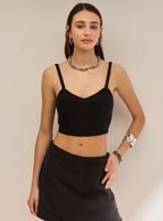 Polera Crop Estampada con Tirantes Torcidos