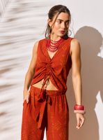 Blusa Estampada con Fruncido en Delantero