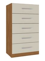 Cómoda 5 Cajones Canela Blanco Off White