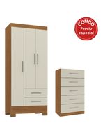 Clóset 3P 2C + Cómoda 5C Canela Blanco Off White