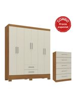 Clóset 6P 2C + Cómoda 5C Canela Blanco Off White