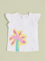 Polera Estampado al Costado y Vuelos en Mangas