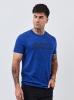 Polera Fondo Manchado Estampado Logo Frontal Manga Corta