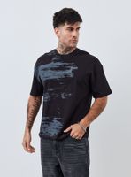 Polera Loose Fit Tela Gruesa Estampado Brochazos