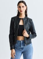 Chaqueta Biker Simil Cuero Cuello Mao