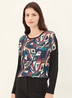 Polera Doble Tela Estampada Escote Redondo Sisa Caída