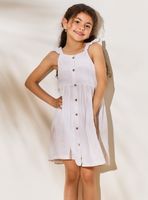 Vestido Clásico con Botones de Lino