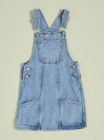 Jardinera Tipo Vestido Denim con Bolsillos Bajos
