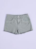 Short Efecto Lavado con Bolsillos Broderie