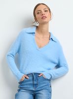 Sweater Liso con Escote Cuello V