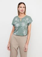 Polera Estampada Manga Kimono y Cut Out en Escote