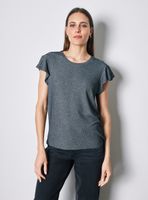 Polera Lurex Manga Corta Vuelos y Escote Redondo