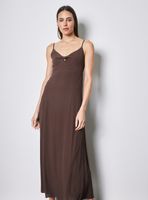 Vestido Maxi con Escote V y Pabilos Finos