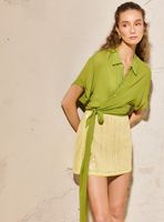 Blusa Camisera Manga Corta con Nudo Colección María Pombo