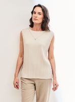 Blusa Plisada sin Mangas con Collar