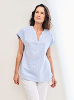 Blusa Lino Rayas Hombro Caído