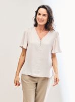 Blusa Manga Amplia Botones Metálicos