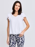 Blusa Fluida Doble Capa con Vuelo en Mangas