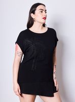 Polera Estampado Brillos en Escote Hombro Caído