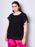 Polera Color Mix Telas Manga Amplia