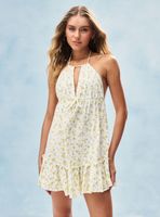 Vestido Halter Corto Look Lino