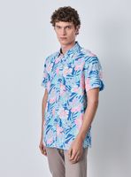 Camisa Flores Tropical Lino
