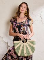 Cartera de Mano Tejida Bitono con Asas Redondas