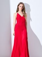 Vestido Largo con Cortes y Tirantes