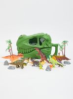 Cabeza de Dinosaurio Verde con Accesorios
