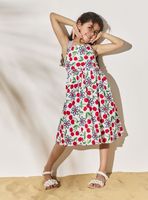 Vestido Estampado Cerezas con Amarre Cruzado Espalda