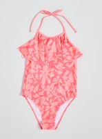 Traje de Baño con Vuelos Frontales y Cuello Ajustable