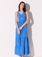 Vestido Nudo en el Escote y Panal de Abejas