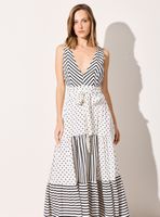 Vestido Lunares y Rayas con Escote Nudo