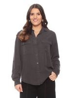 Blusa Manga Larga Ajustable Lyocell Cuello Camisero